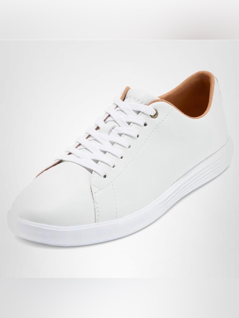 Cole Haan White Leather Low-Top Sneaker with Tan Interior